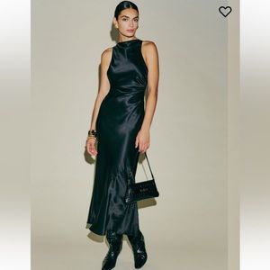 Reformation Black Casette Silk Dress